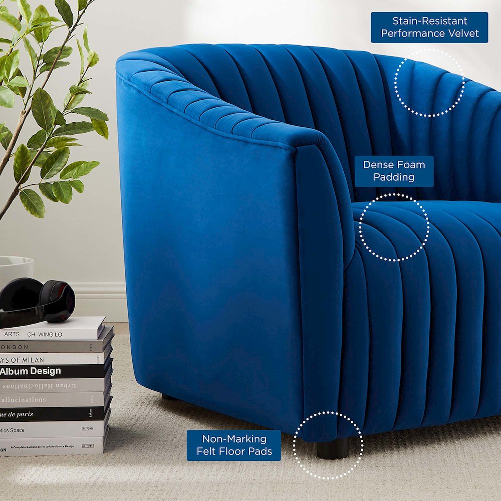Announce Performance Velvet Channel Tufted Armchair. Picture 7