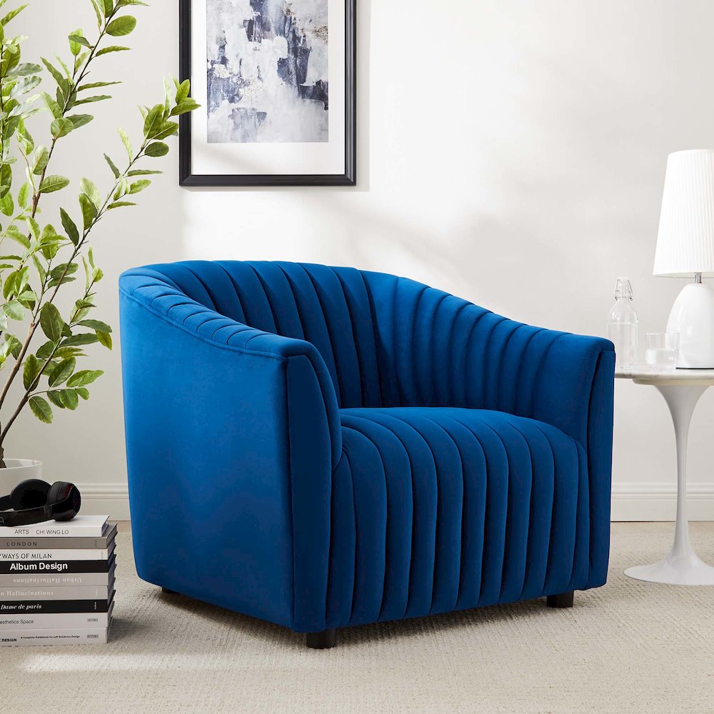 Announce Performance Velvet Channel Tufted Armchair. Picture 6