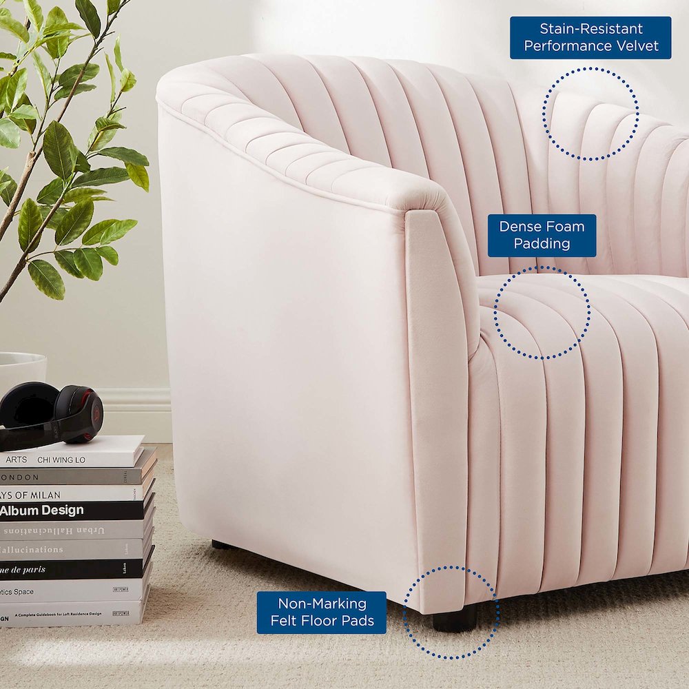 Announce Performance Velvet Channel Tufted Armchair. Picture 7