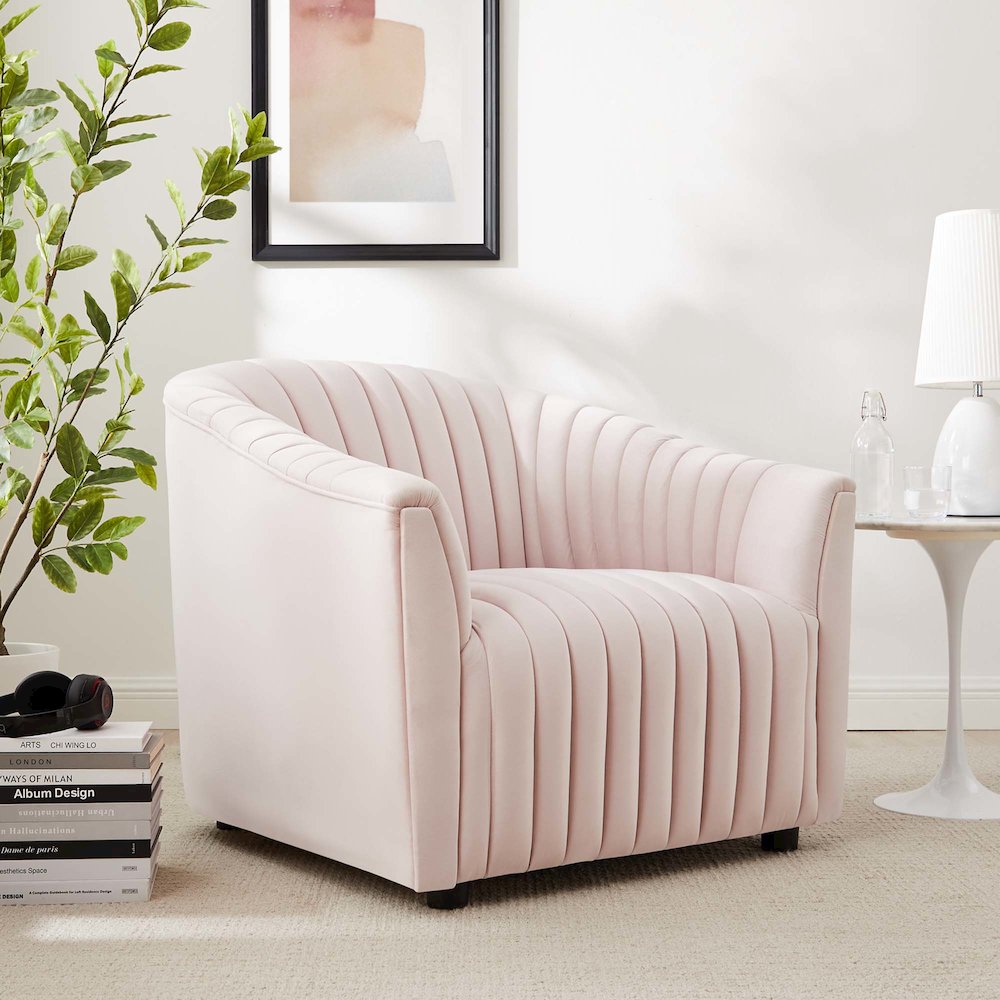 Announce Performance Velvet Channel Tufted Armchair. Picture 6