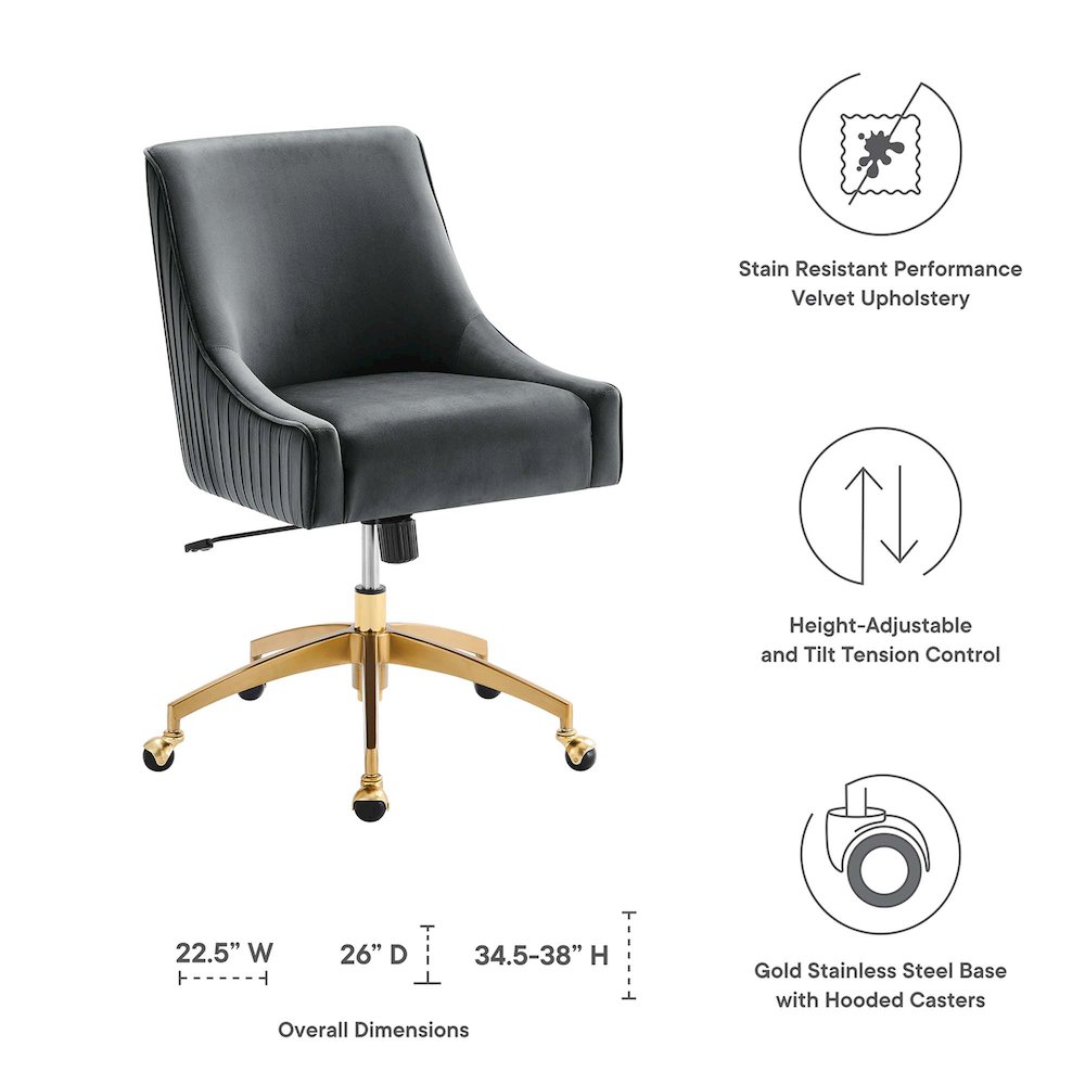 Discern Performance Velvet Office Chair. Picture 2