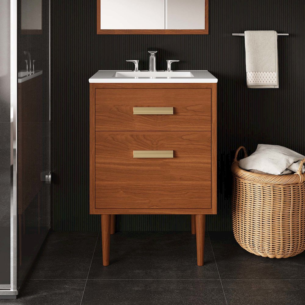 Cassia 24" Teak Wood Bathroom Vanity Cabinet (Sink Basin Not Included). Picture 10