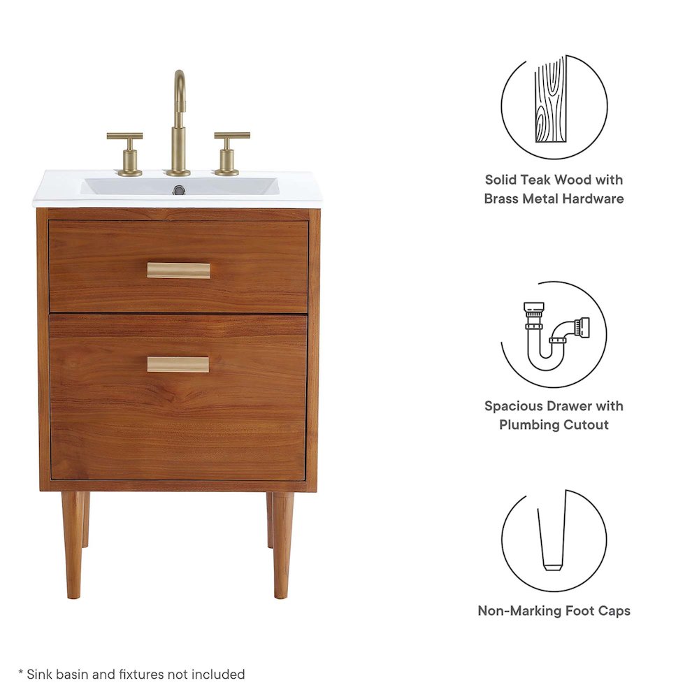 Cassia 24" Teak Wood Bathroom Vanity Cabinet (Sink Basin Not Included). Picture 2