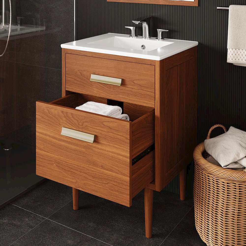 Cassia 24" Teak Wood Bathroom Vanity Cabinet (Sink Basin Not Included). Picture 9