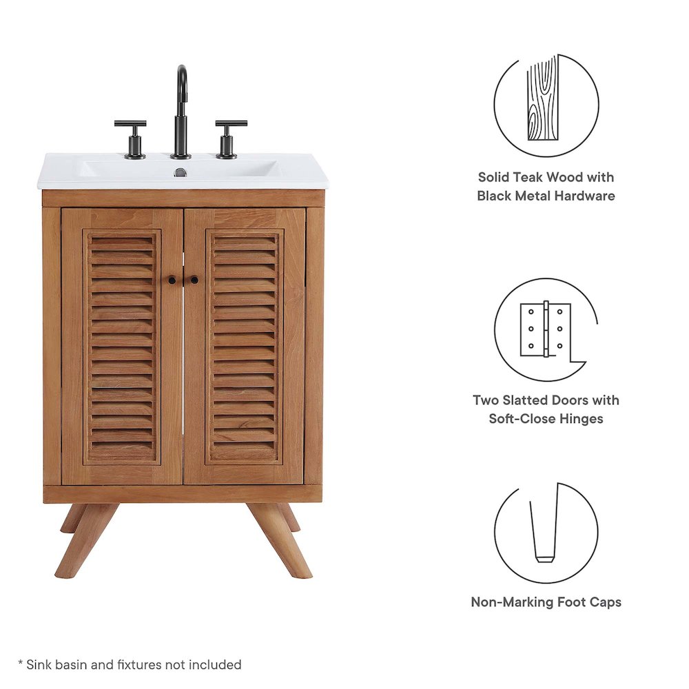 Birdie 24" Teak Wood Bathroom Vanity Cabinet (Sink Basin Not Included). Picture 2