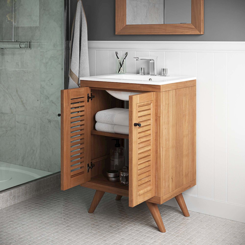 Birdie 24" Teak Wood Bathroom Vanity Cabinet (Sink Basin Not Included). Picture 10