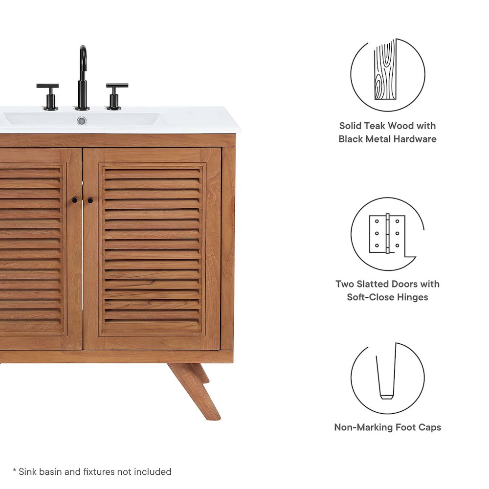 Birdie 36" Teak Wood Bathroom Vanity Cabinet (Sink Basin Not Included). Picture 2