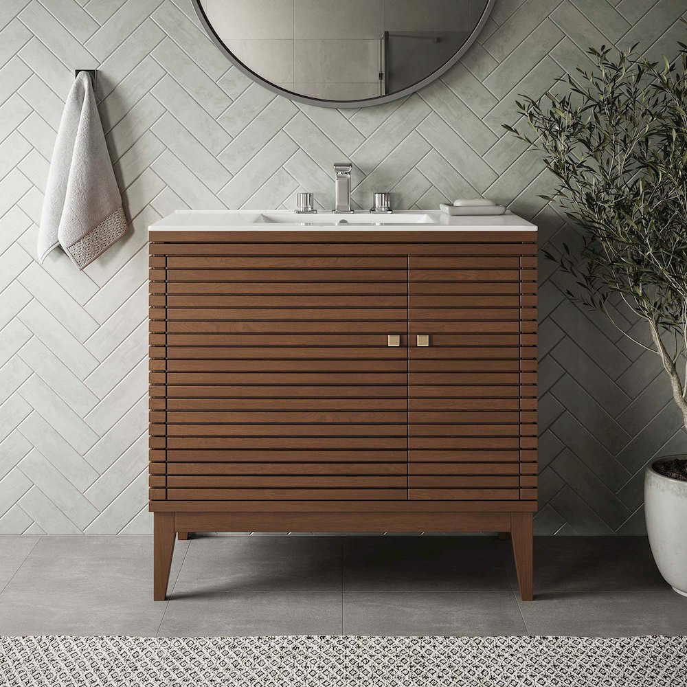 Ledger 36" Wood Bathroom Vanity Cabinet (Sink Basin Not Included). Picture 9