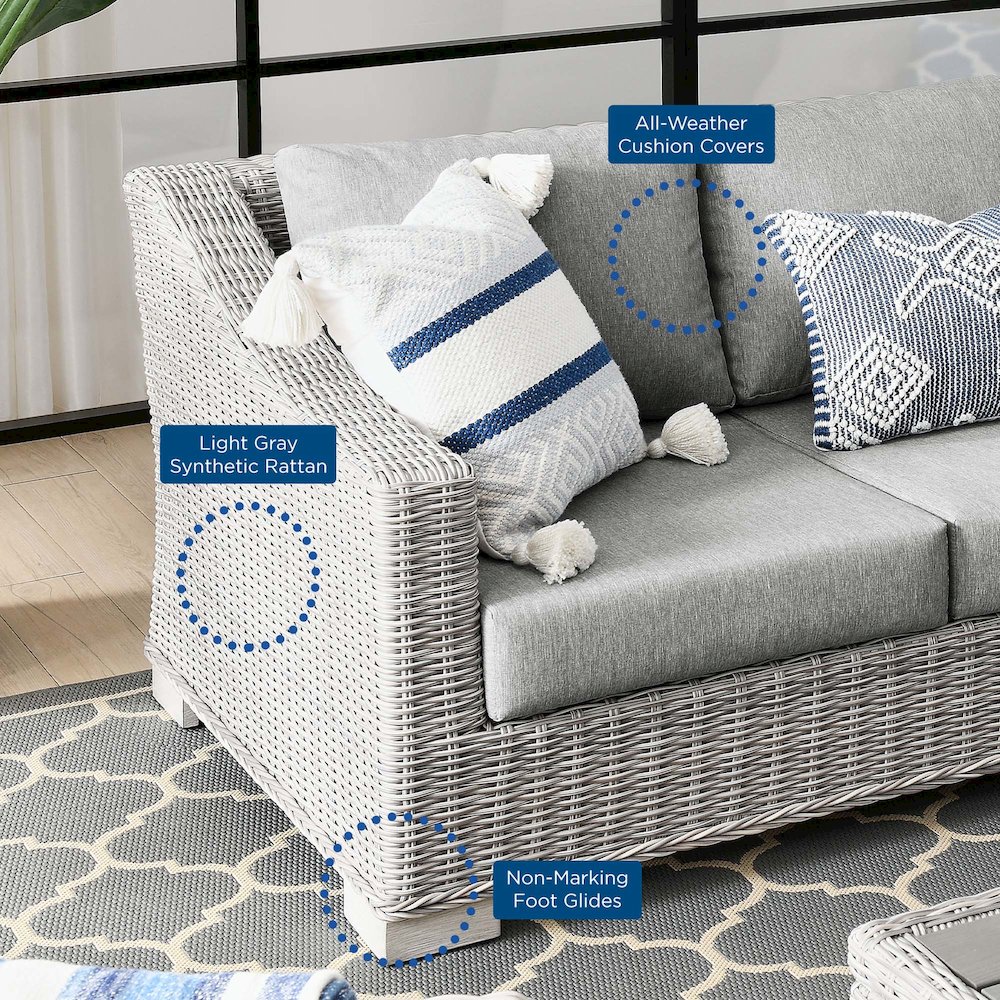 Conway 4-Piece Outdoor Patio Wicker Rattan Furniture Set. Picture 12