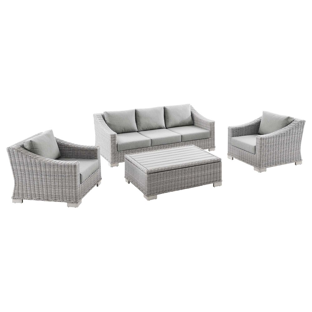 Conway 4-Piece Outdoor Patio Wicker Rattan Furniture Set. Picture 1