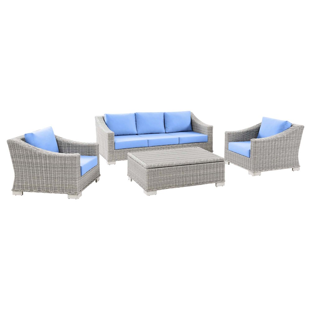 Conway 4-Piece Outdoor Patio Wicker Rattan Furniture Set. Picture 1
