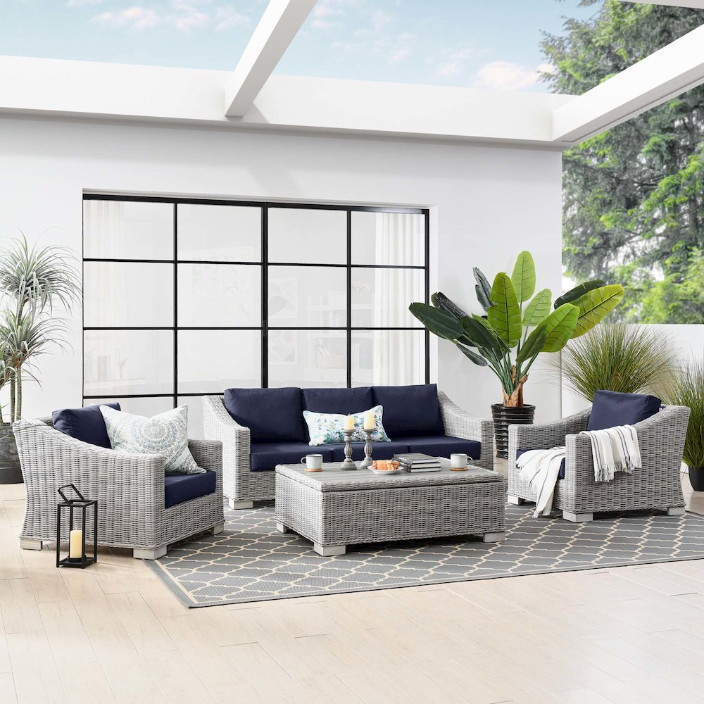 Conway 4-Piece Outdoor Patio Wicker Rattan Furniture Set. Picture 12