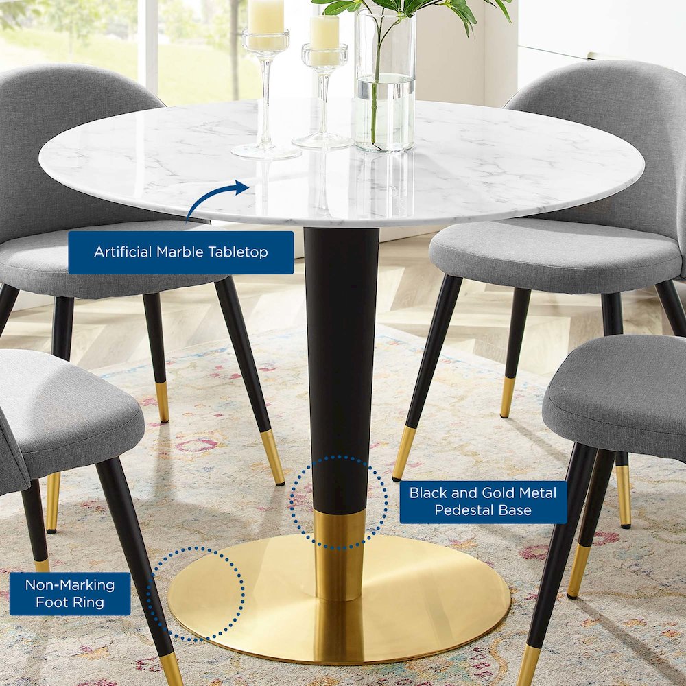 Zinque 40" Artificial Marble Dining Table. Picture 5
