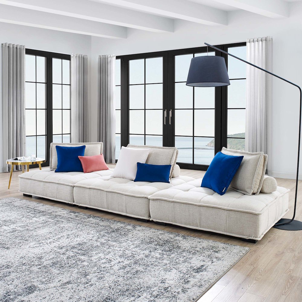 Saunter 3-Piece Tufted Fabric Fabric Sofa. Picture 7