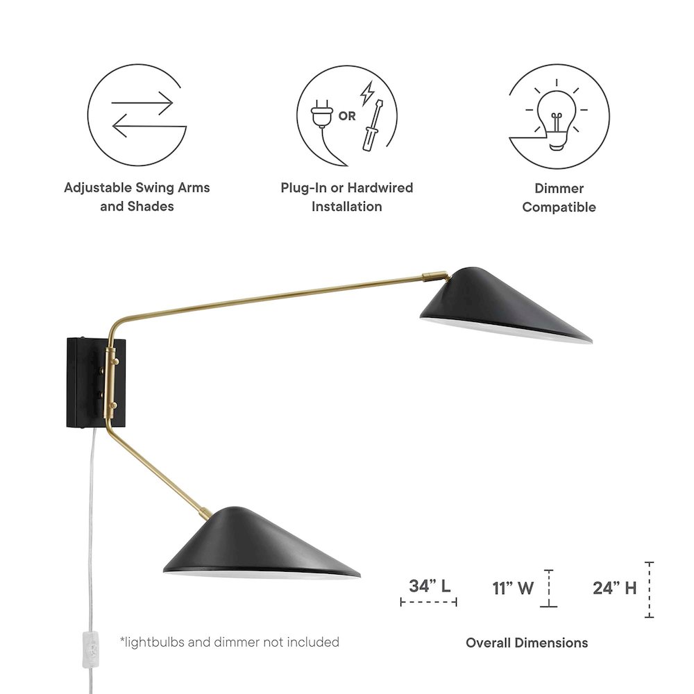 Journey 2-Light Swing Arm Wall Sconce. Picture 2