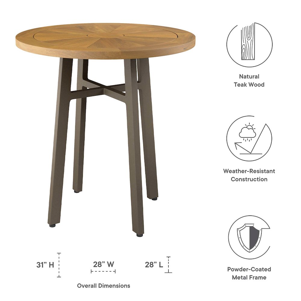 Meadow Outdoor Patio Teak Wood Dining Table. Picture 2
