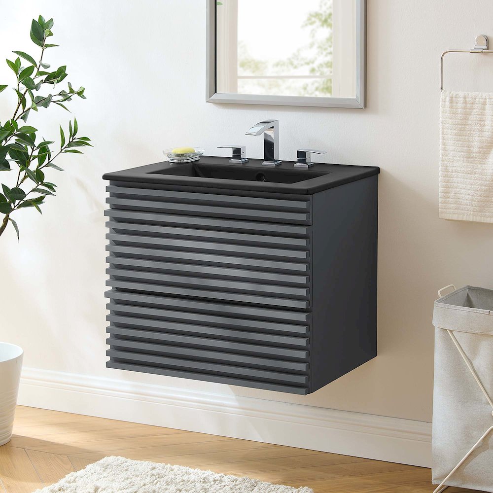 Render 24" Wall-Mount Bathroom Vanity. Picture 8