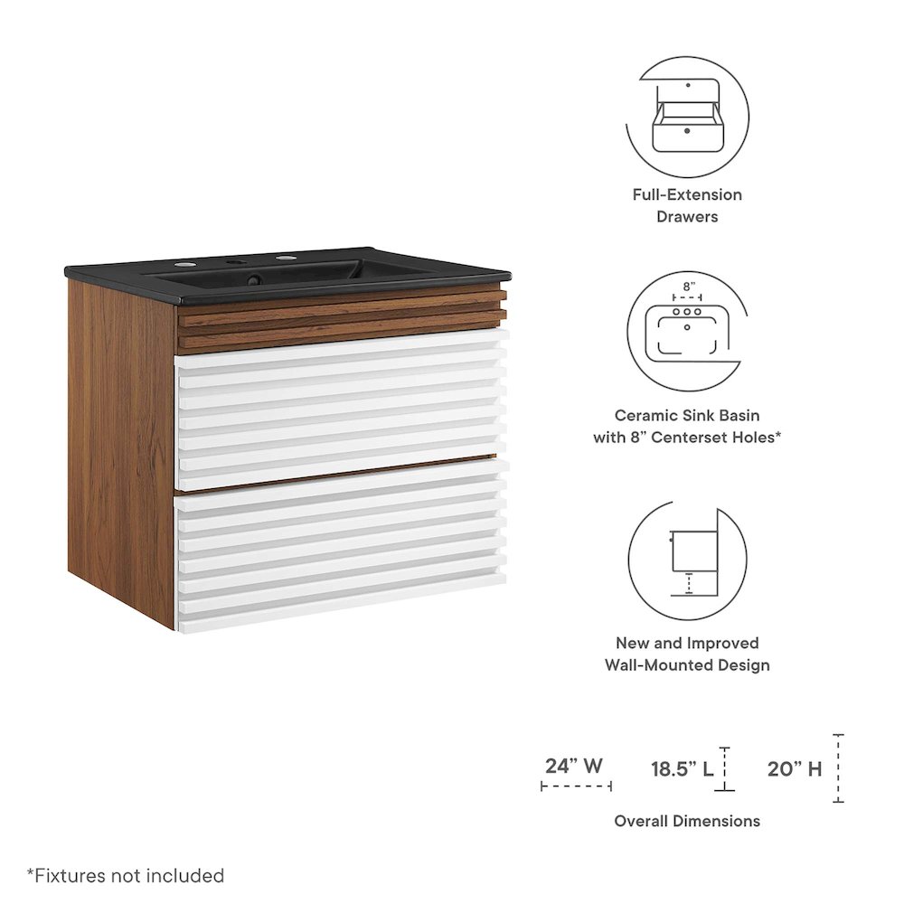 Render 24" Wall-Mount Bathroom Vanity. Picture 2