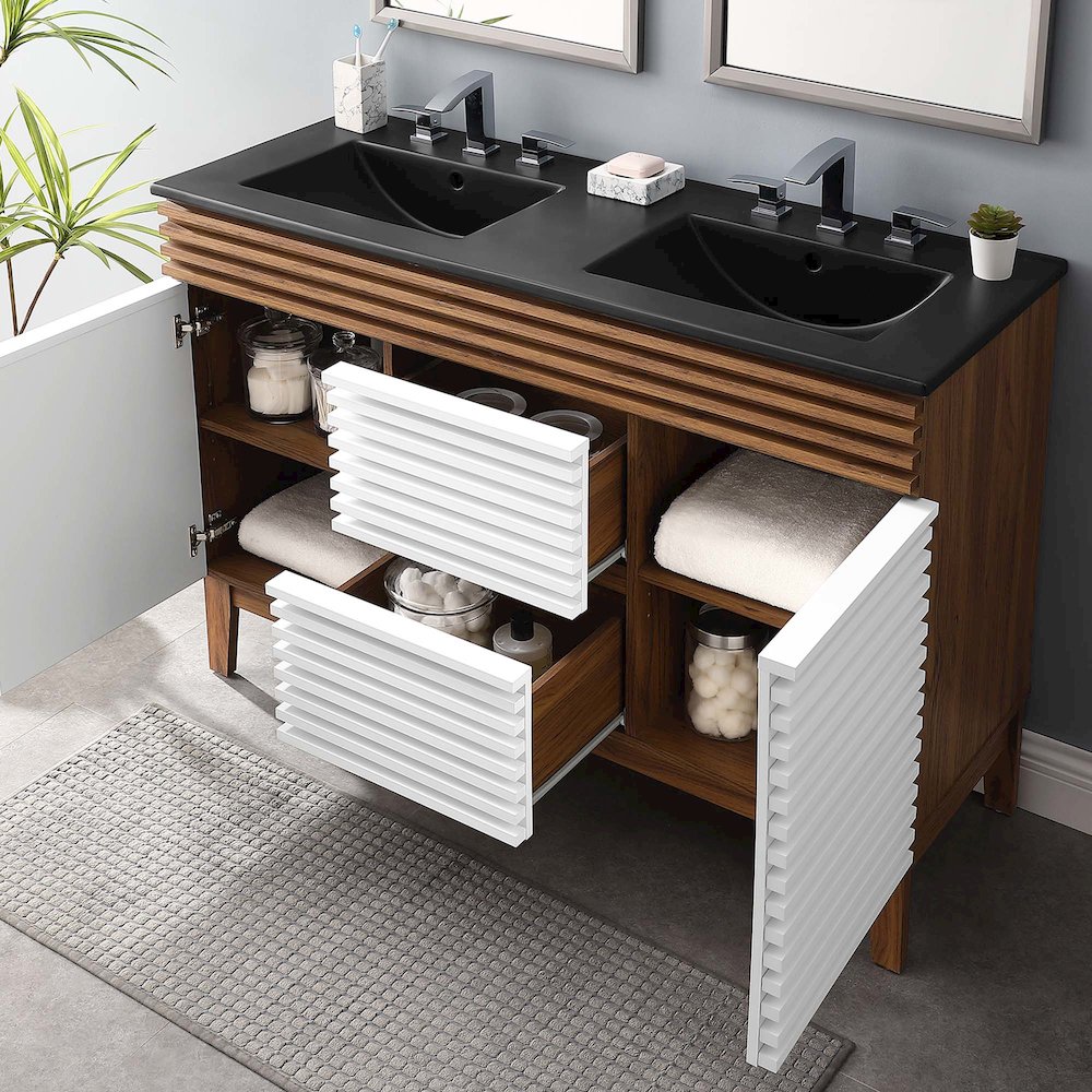 Render 48" Double Sink Bathroom Vanity. Picture 11