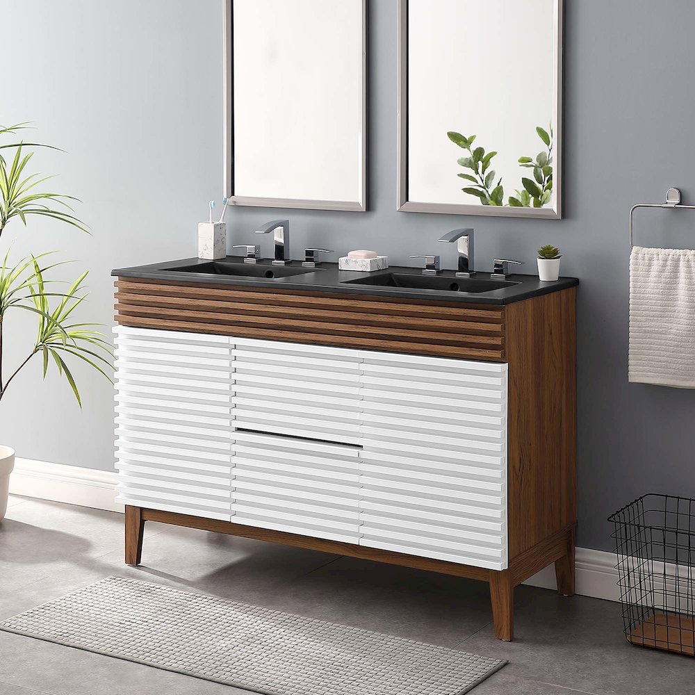 Render 48" Double Sink Bathroom Vanity. Picture 10