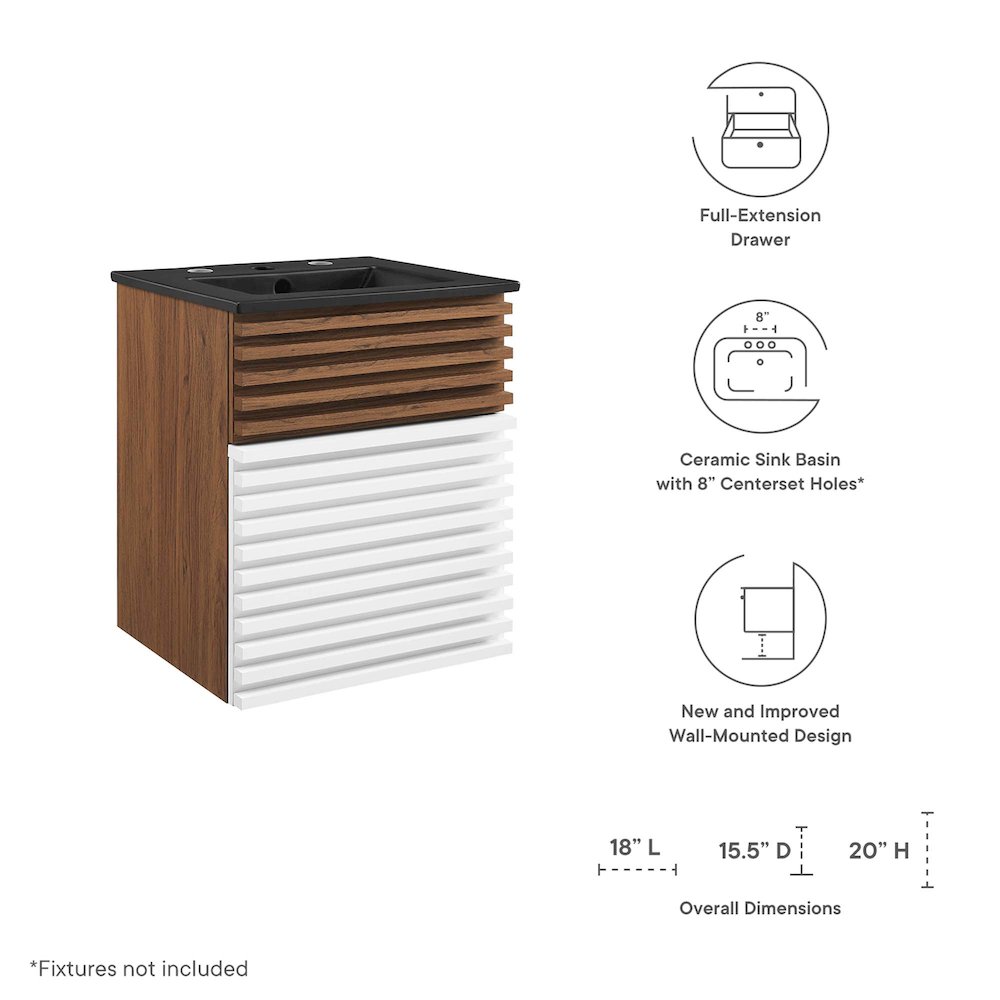 Render 18" Wall-Mount Bathroom Vanity. Picture 2