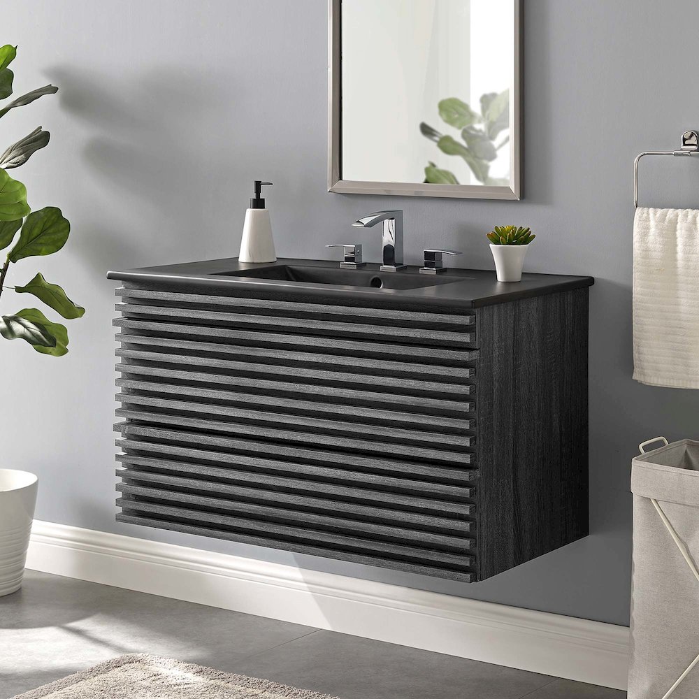 Render 36" Wall-Mount Bathroom Vanity. Picture 9