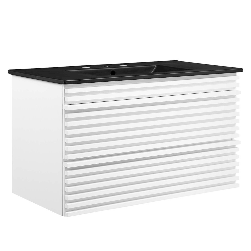 Render 36" Wall-Mount Bathroom Vanity. Picture 1