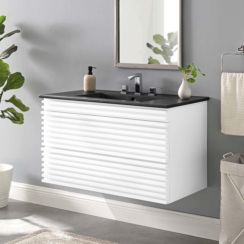 Render 36" Wall-Mount Bathroom Vanity. Picture 8