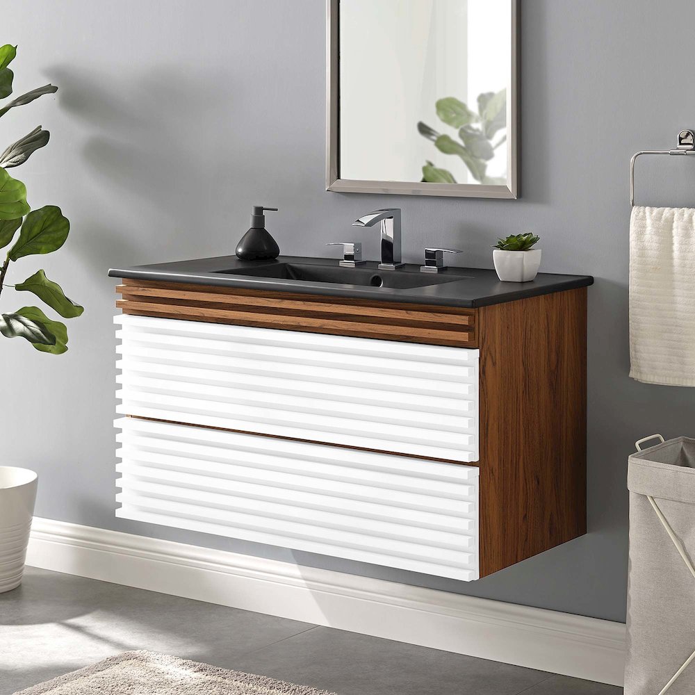 Render 36" Wall-Mount Bathroom Vanity. Picture 8