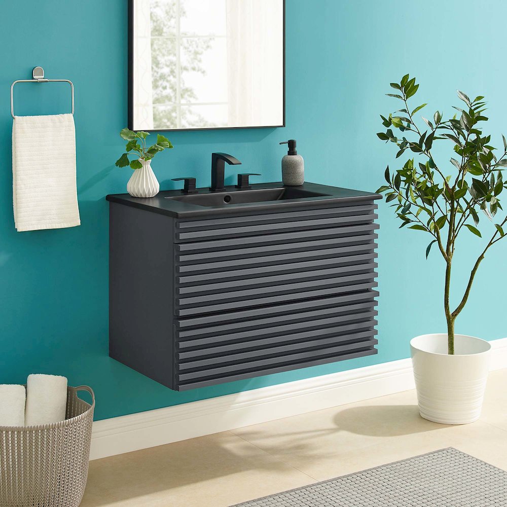 Render 30" Wall-Mount Bathroom Vanity. Picture 8