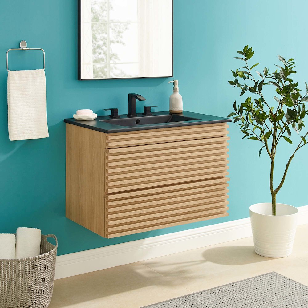 Render 30" Wall-Mount Bathroom Vanity. Picture 8
