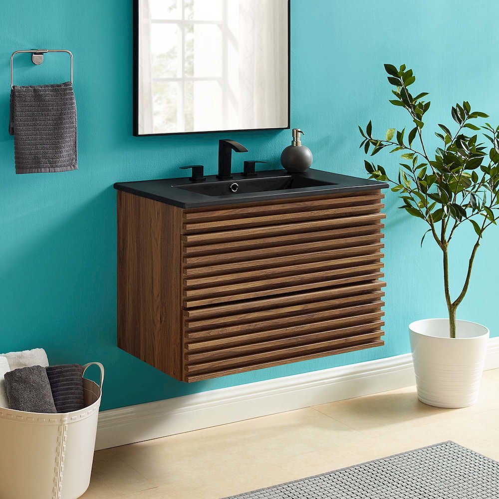 Render 30" Wall-Mount Bathroom Vanity. Picture 8