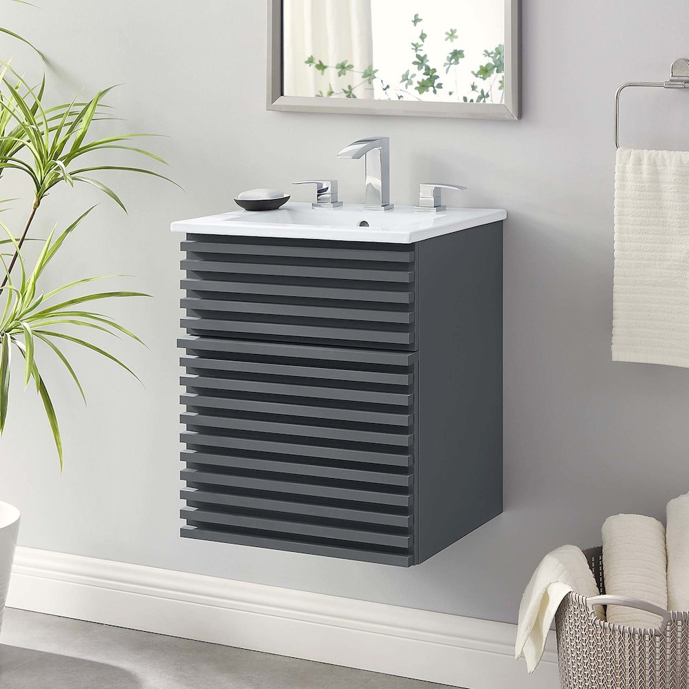 Render 18" Wall-Mount Bathroom Vanity. Picture 8