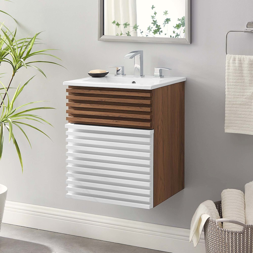 Render 18" Wall-Mount Bathroom Vanity. Picture 8