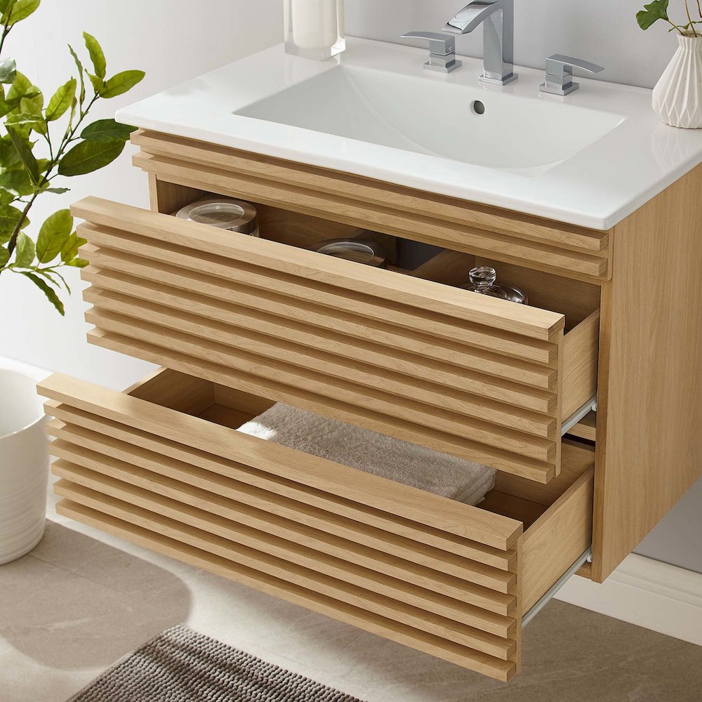 Render 30" Wall-Mount Bathroom Vanity. Picture 9