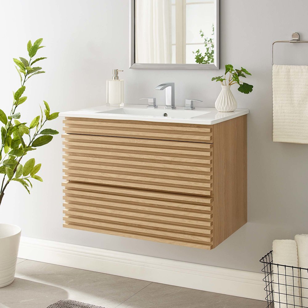 Render 30" Wall-Mount Bathroom Vanity. Picture 8