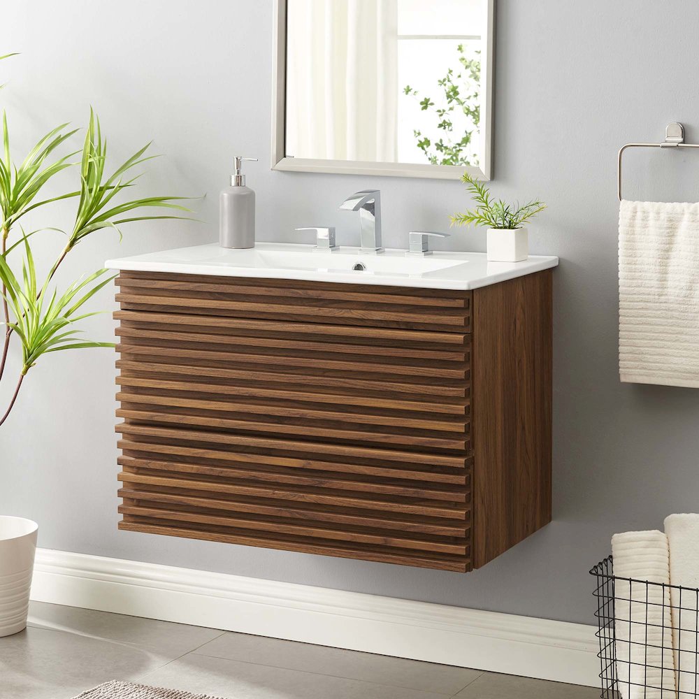 Render 30" Wall-Mount Bathroom Vanity. Picture 8