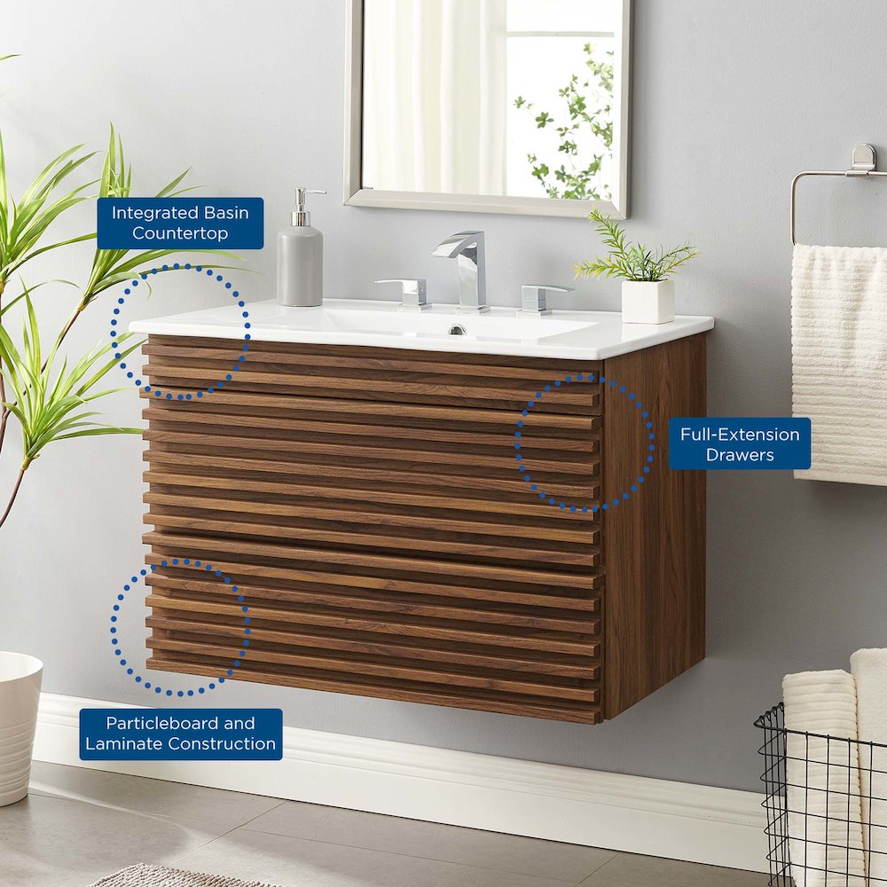 Render 30" Wall-Mount Bathroom Vanity. Picture 10