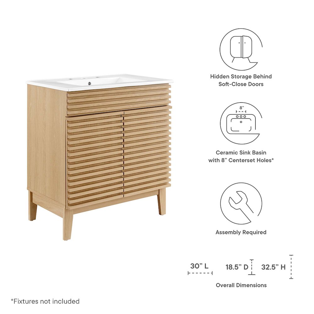Render 30" Bathroom Vanity Cabinet. Picture 2
