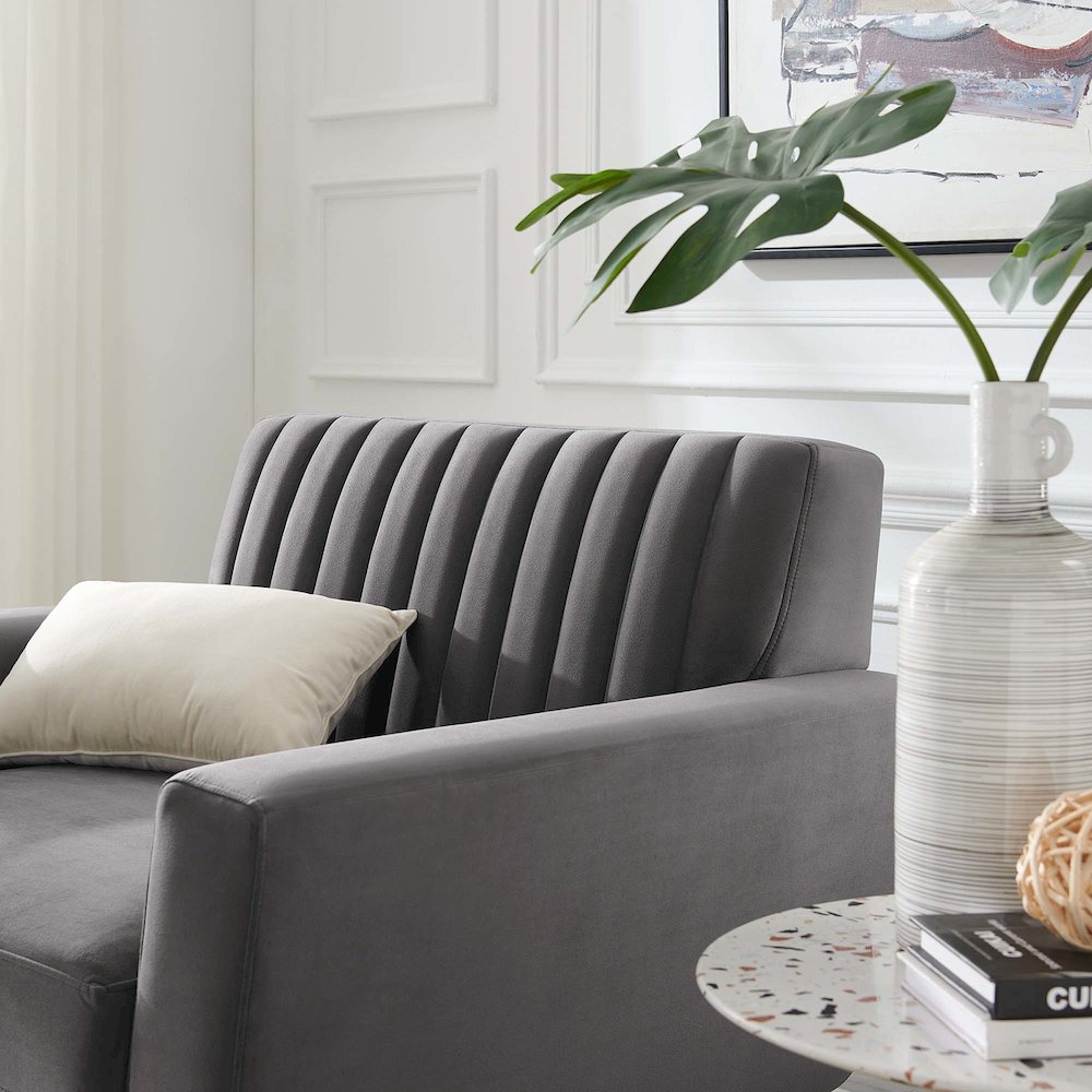 Engage Channel Tufted Performance Velvet Armchair. Picture 6