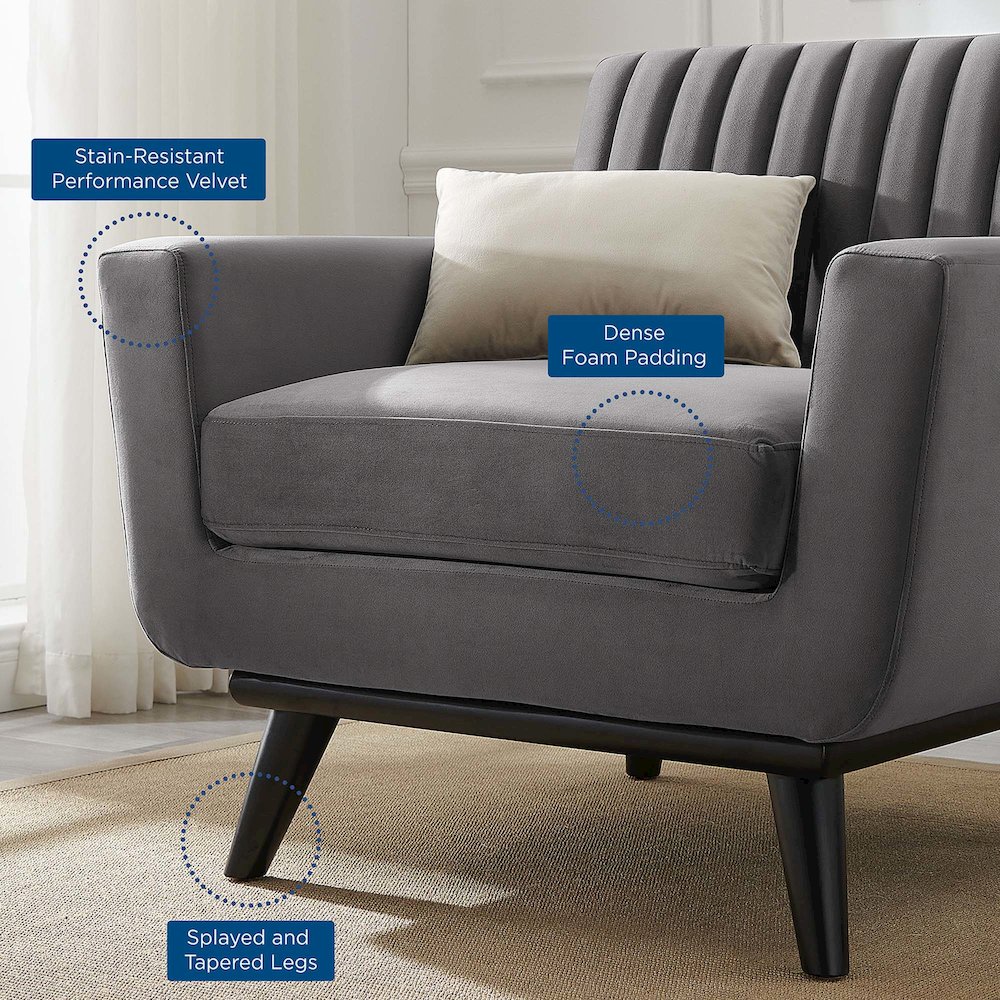 Engage Channel Tufted Performance Velvet Armchair. Picture 7