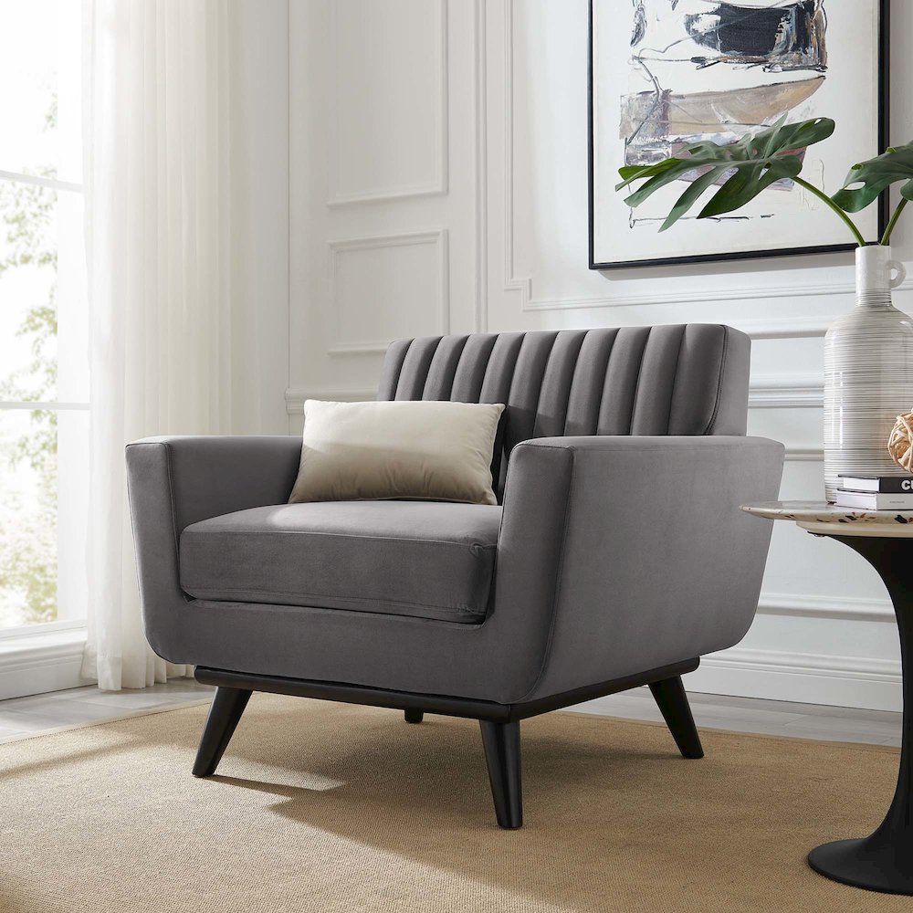 Engage Channel Tufted Performance Velvet Armchair. Picture 5