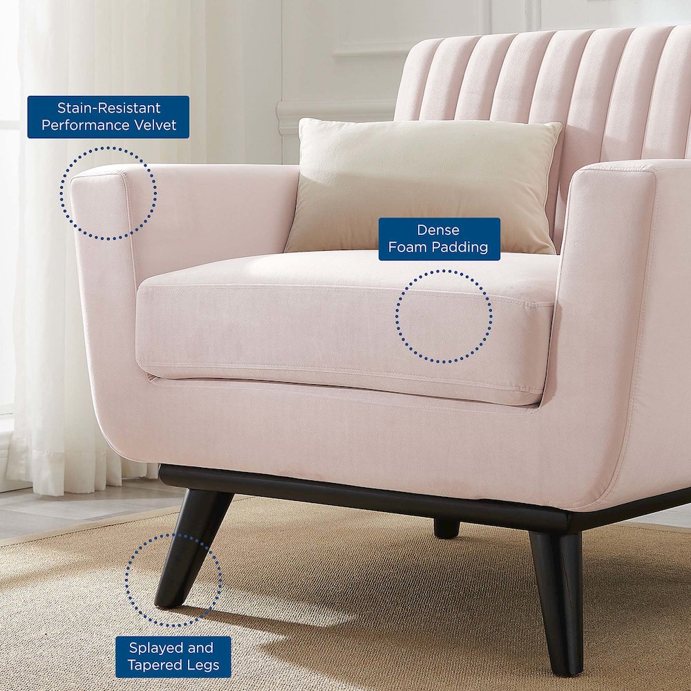 Engage Channel Tufted Performance Velvet Armchair. Picture 7