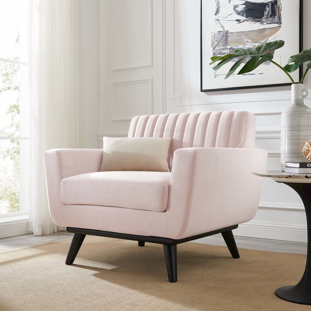 Engage Channel Tufted Performance Velvet Armchair. Picture 5