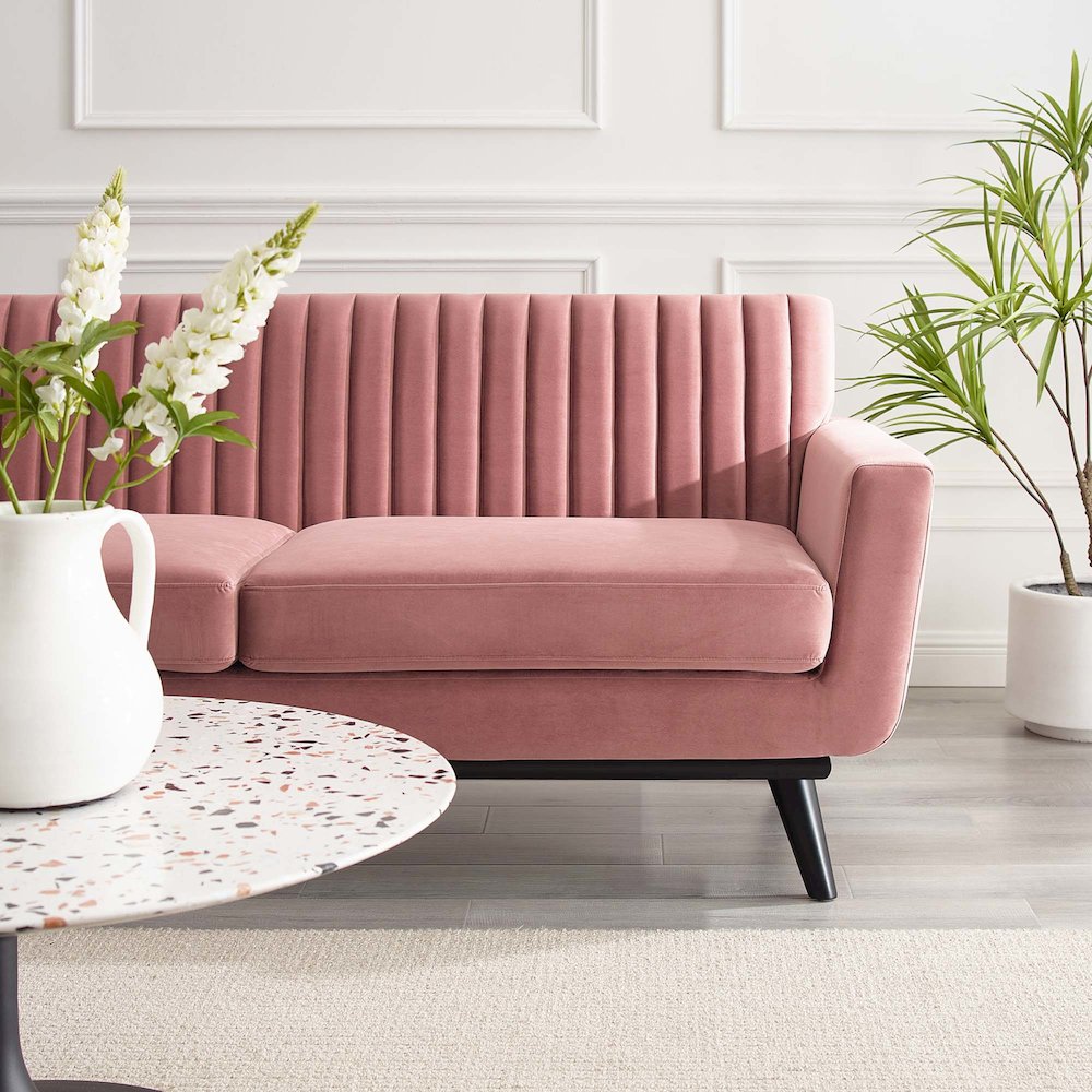 Engage Channel Tufted Performance Velvet Loveseat. Picture 6