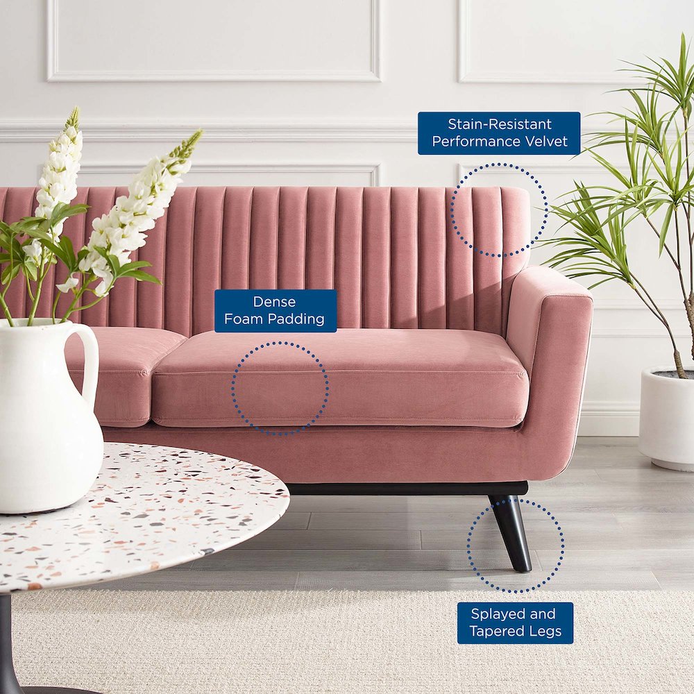 Engage Channel Tufted Performance Velvet Loveseat. Picture 7