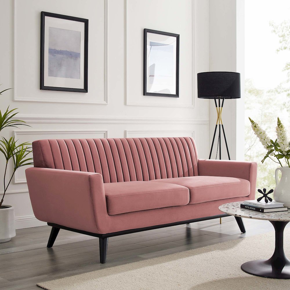 Engage Channel Tufted Performance Velvet Loveseat. Picture 5