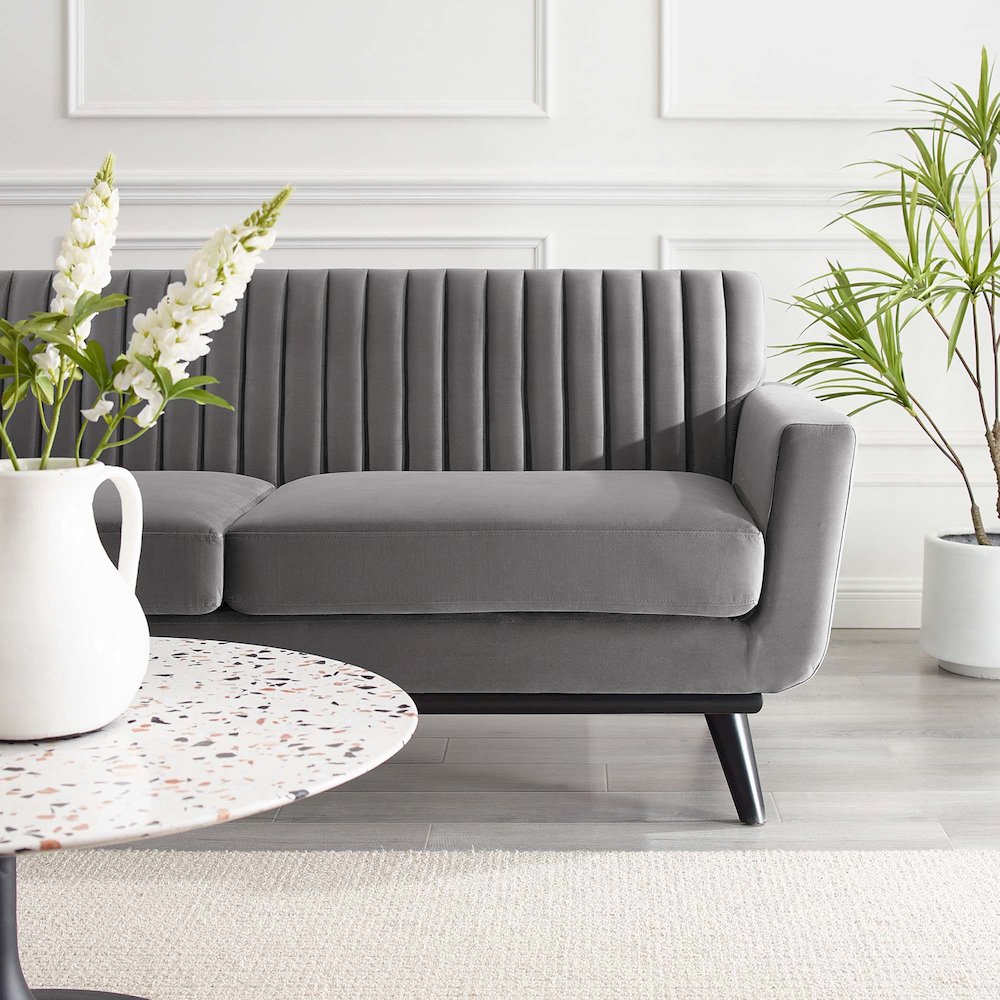 Engage Channel Tufted Performance Velvet Loveseat. Picture 6