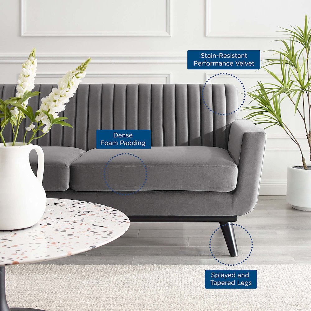 Engage Channel Tufted Performance Velvet Loveseat. Picture 7