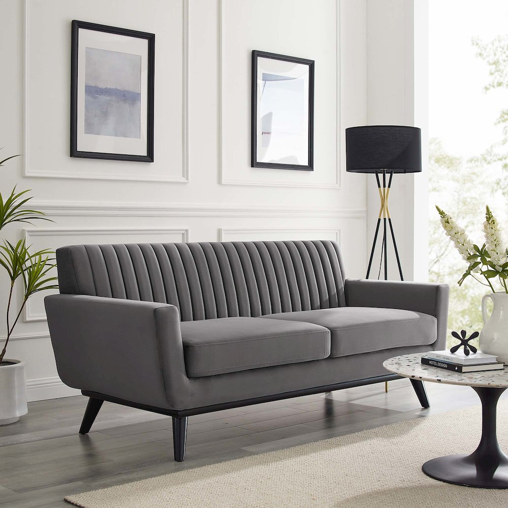 Engage Channel Tufted Performance Velvet Loveseat. Picture 5